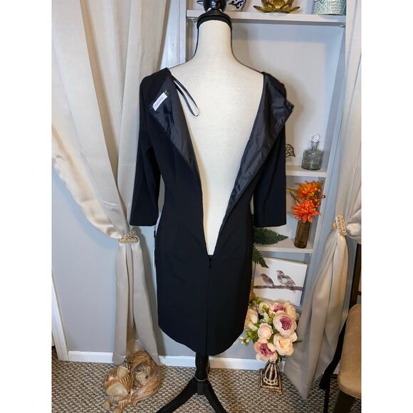 NWT $89.98 size 10 Black Back Zip Calvin Klein 3/4 Sleeves Dress - Picture 6 of 12